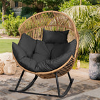 Vongrasig Outdoor Wicker Egg Chair PE Rattan Chair with Cushion, Oversized Patio Lounge Chair for Outdoor, Indoor, Balcony, Backyard, Garden