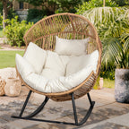 Vongrasig Outdoor Wicker Egg Chair PE Rattan Chair with Cushion, Oversized Patio Lounge Chair for Outdoor, Indoor, Balcony, Backyard, Garden