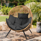 Vongrasig Outdoor Wicker Egg Chair PE Rattan Chair with Cushion, Oversized Patio Lounge Chair for Outdoor, Indoor, Balcony, Backyard, Garden