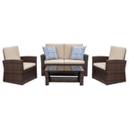 Walsunny 4 Pieces Outdoor Wicker Rattan Sectional Sofa With Seat Cushions 