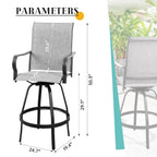 Vongrasig 2 Piece Patio Swivel Bar Chairs, All Weather Metal Textile High Swivel Bar Stools Chairs, Outdoor High Top Bistro Set for Backyard, Lawn Garden, Balcony