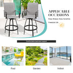 Vongrasig 2 Piece Patio Swivel Bar Chairs, All Weather Metal Textile High Swivel Bar Stools Chairs, Outdoor High Top Bistro Set for Backyard, Lawn Garden, Balcony