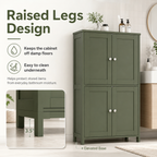 Vongrasig 42.6" Bathroom Storage Cabinet, Modern Floor Cabinet with Doors and Adjustable Shelves, Freestanding Accent Organizer Cupboard for Living Room, Entryway, Kitchen