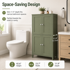 Vongrasig 42.6" Bathroom Storage Cabinet, Modern Floor Cabinet with Doors and Adjustable Shelves, Freestanding Accent Organizer Cupboard for Living Room, Entryway, Kitchen