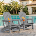 Vongrasig Adirondack Chairs Set of 2 with Removable Tabletop, Outdoor HDPE Plastic Fire Pit Chair Set with Wooden Textured, Cup Holder for Patio, Poolside, Deck, Garden