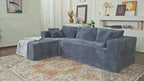 Vongrasig 103" Boneless Sectional Couches for Living Room, L-Shaped Chaise Modular Cloud Couch with Cup Holders on Armrests, Plush Corduroy Comfy Sofa with Memory Foam, No Assembly Required