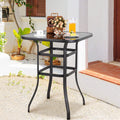 Vongrasig Outdoor Patio Bar Height Table, 31.5" Square Black Tempered Glass Top, 40.2’’ Height High Bistro Table, Steel Frame Patio Furniture for Backyard, Lawn, Balcony, Garden Black