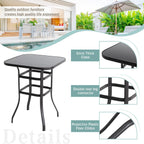 Vongrasig Outdoor Patio Bar Height Table, 31.5" Square Black Tempered Glass Top, 40.2’’ Height High Bistro Table, Steel Frame Patio Furniture for Backyard, Lawn, Balcony, Garden Black