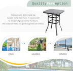 Vongrasig Outdoor Patio Bar Height Table, 31.5" Square Black Tempered Glass Top, 40.2’’ Height High Bistro Table, Steel Frame Patio Furniture for Backyard, Lawn, Balcony, Garden Black