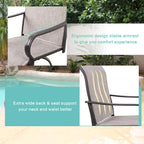 Vongrasig 2 Piece Patio Swivel Bar Chairs, All Weather Metal Textile High Swivel Bar Stools Chairs, Outdoor High Top Bistro Set for Backyard, Lawn Garden, Balcony
