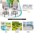 Vongrasig 2 Piece Patio Swivel Bar Chairs, All Weather Metal Textile High Swivel Bar Stools Chairs, Outdoor High Top Bistro Set for Backyard, Lawn Garden, Balcony