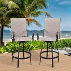 Vongrasig 2 Piece Patio Swivel Bar Chairs, All Weather Metal Textile High Swivel Bar Stools Chairs, Outdoor High Top Bistro Set for Backyard, Lawn Garden, Balcony