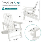 Vongrasig Adirondack Chairs Set of 2 with Removable Tabletop, Outdoor HDPE Plastic Fire Pit Chair Set with Wooden Textured, Cup Holder for Patio, Poolside, Deck, Garden