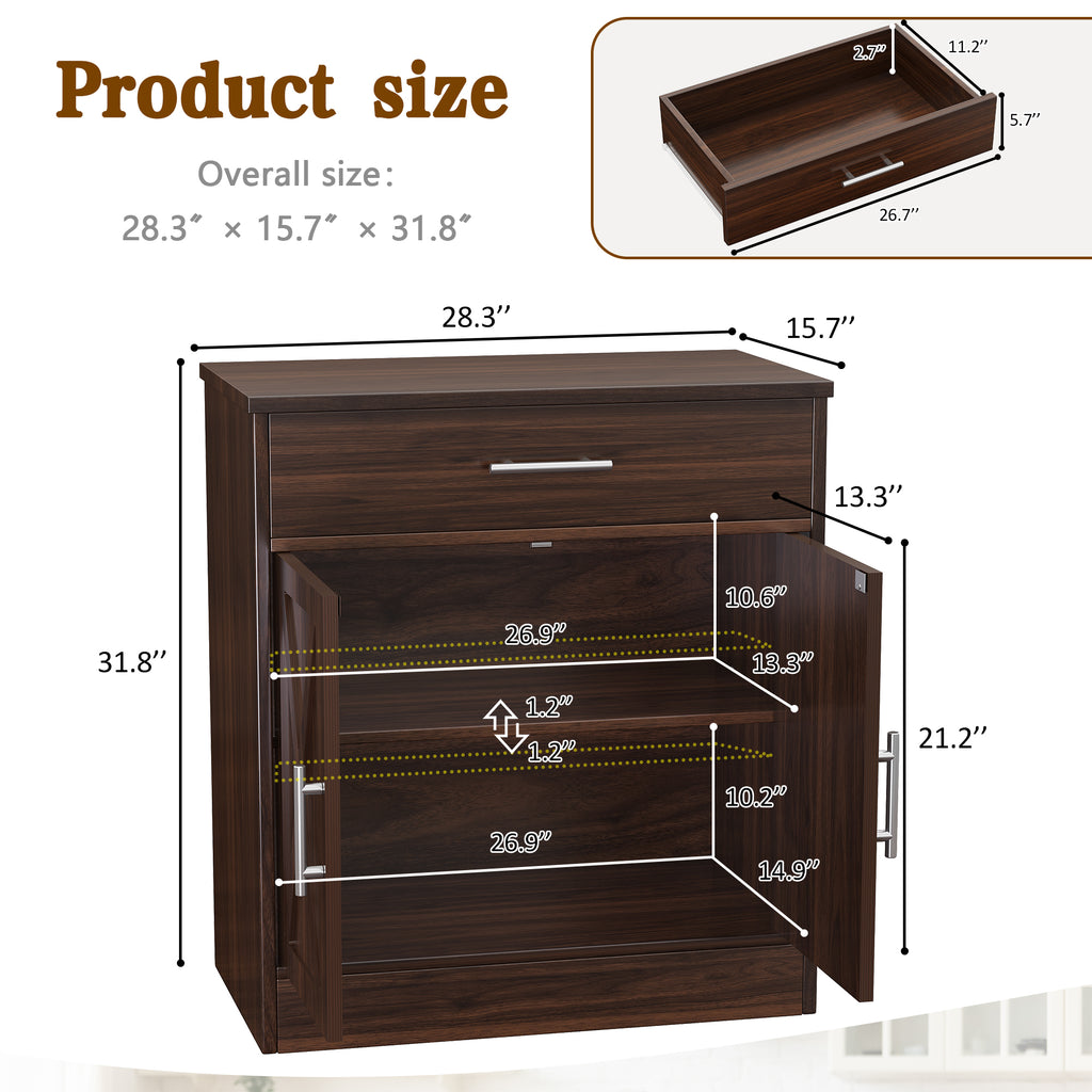 Vongrasig Farmhouse Coffee Bar Cabinet, Small Sideboard Buffet with Storage, Modern Kitchen Storage Cabinet with 1 Drawer and 2 Doors for Kitchen, Dining Room